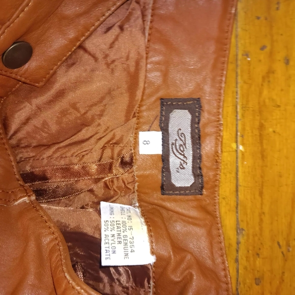 Toffs High-Waisted Brown Leather Pants - Picture 7 of 8